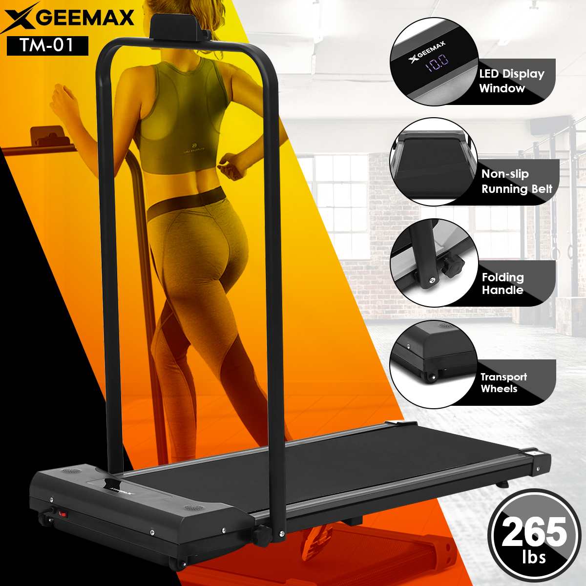 10km/h Folding Treadmill Walking And Running 2 IN 1 Electric Treadmill Home Gym Fitness Equipment, Under Desk Treadmill