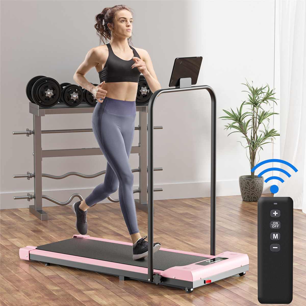 2-in-1 Tapis de course pliable multifonctionnel Mini Fitness Indoor Exercise Equipment Gym Folding House Fitness Treadmills US Plug